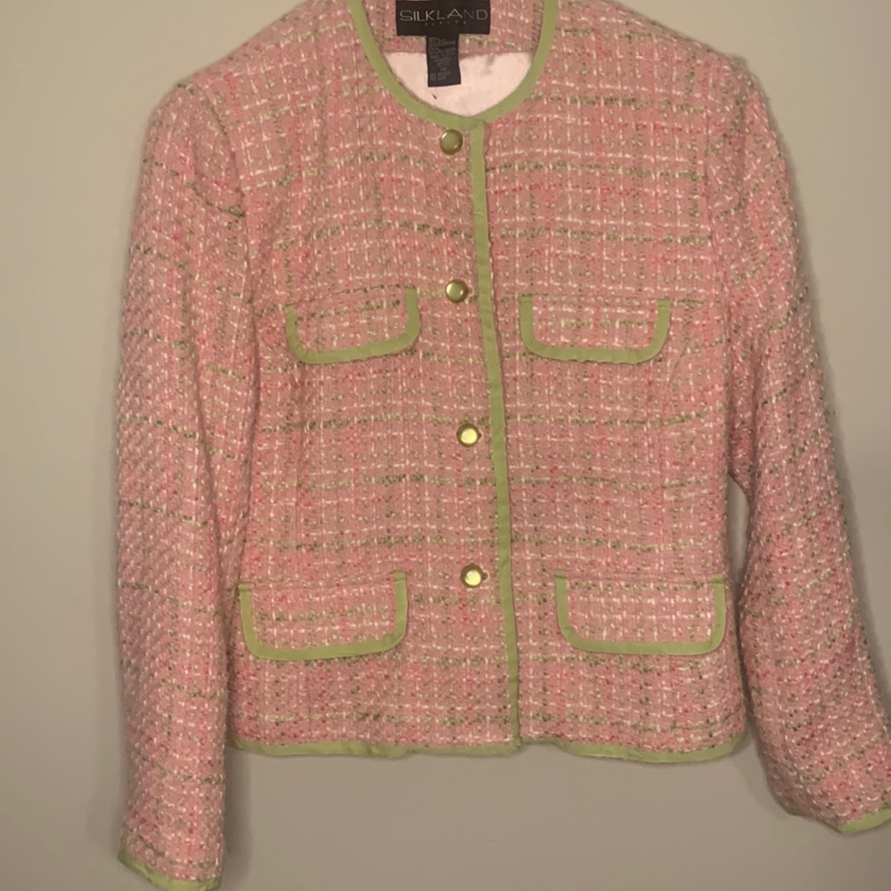 Silkland Petite 14P Pink Green and White Jacket